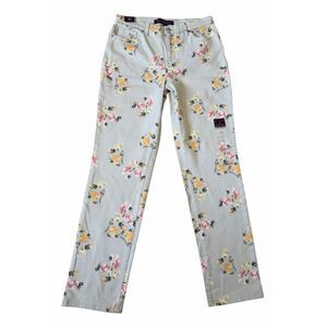 Gloria Vanderbilt Jeans Amanda Tapered Leg Classic Rise Floral Cream size 6